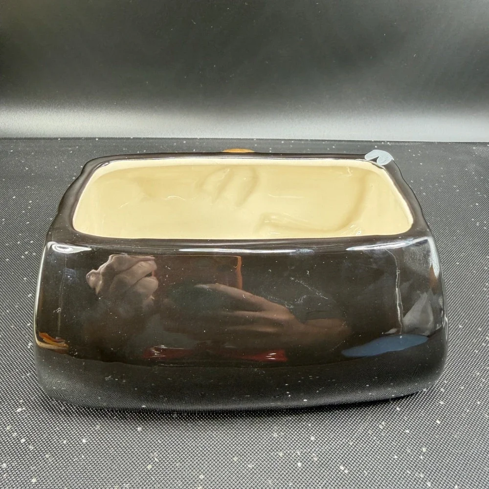 David's Cookies Ceramic Handbag Cookie Jar Container Purse Black Red Bow Tassels